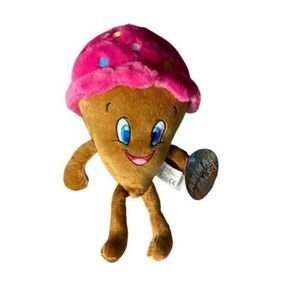 NWT Kellytoy Ice Cream Cone Embroidered Face Lovey 13" Plush Stuffed Animal Toy